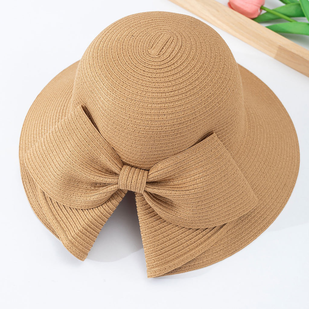 Anna-Kaci Womens Wide Brim Straw Sun Hat with Oversized Bow Detail and Adjustable Inner Band