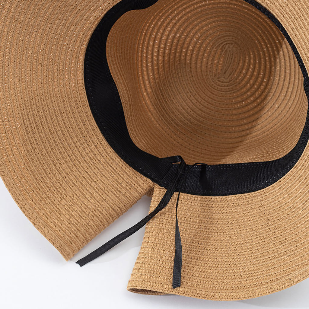 Anna-Kaci Womens Wide Brim Straw Sun Hat with Oversized Bow Detail and Adjustable Inner Band