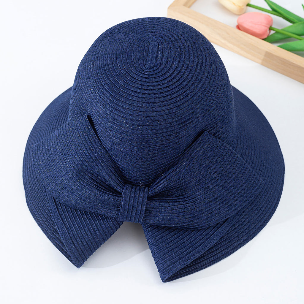 Anna-Kaci Womens Wide Brim Straw Sun Hat with Oversized Bow Detail and Adjustable Inner Band
