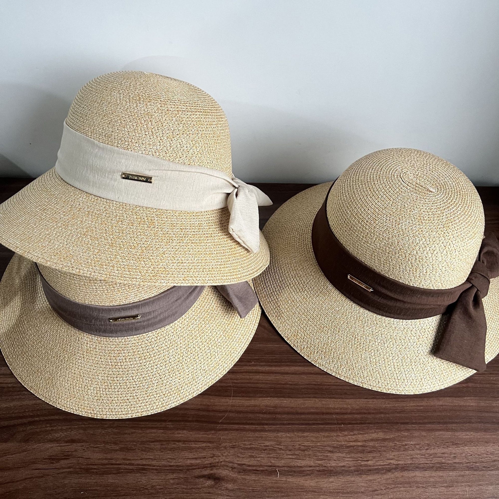Anna-Kaci Womens Straw Sun Hat with Fabric Bow Detail Lightweight Summer Hat