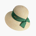 Anna-Kaci Womens Straw Sun Hat with Fabric Bow Detail Lightweight Summer Hat