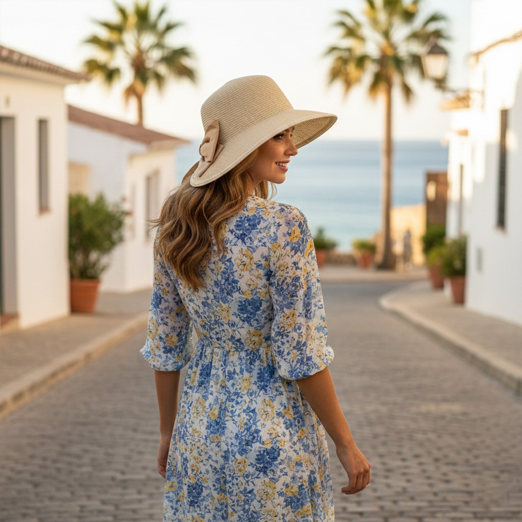 Anna-Kaci Womens Elegant Straw Sun Hat with Soft Bow Detail