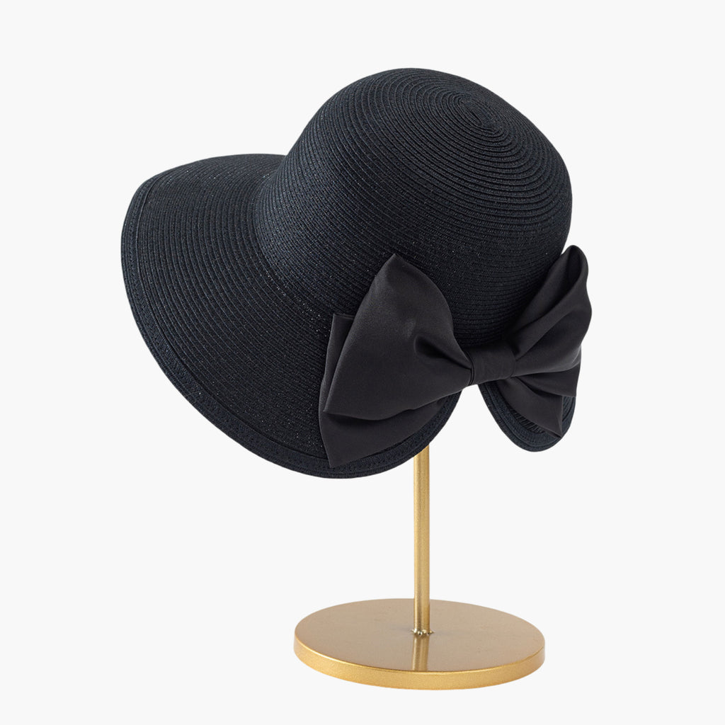 Anna-Kaci Womens Elegant Straw Sun Hat with Soft Bow Detail