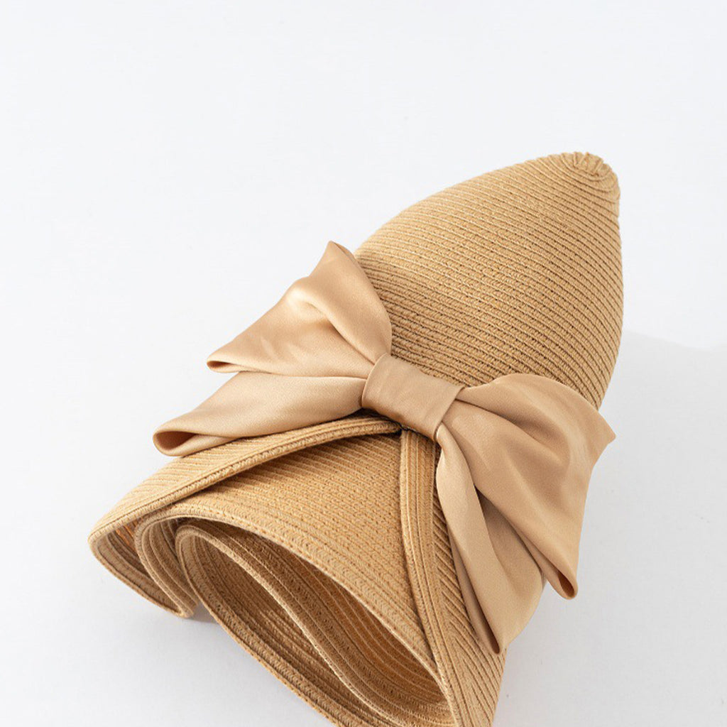Anna-Kaci Womens Elegant Straw Sun Hat with Soft Bow Detail