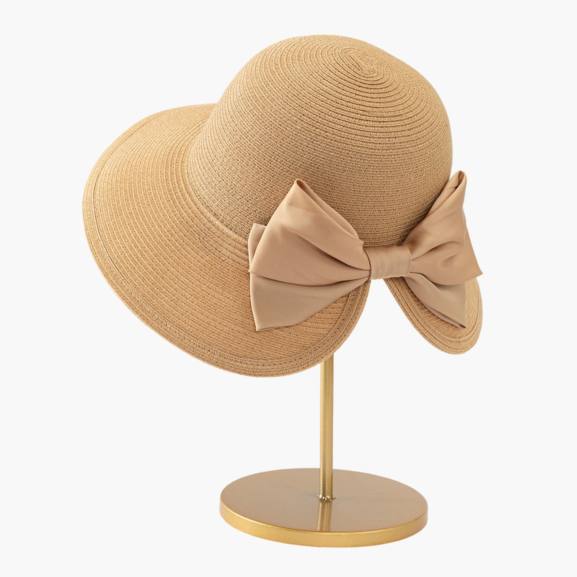 Anna-Kaci Womens Elegant Straw Sun Hat with Soft Bow Detail