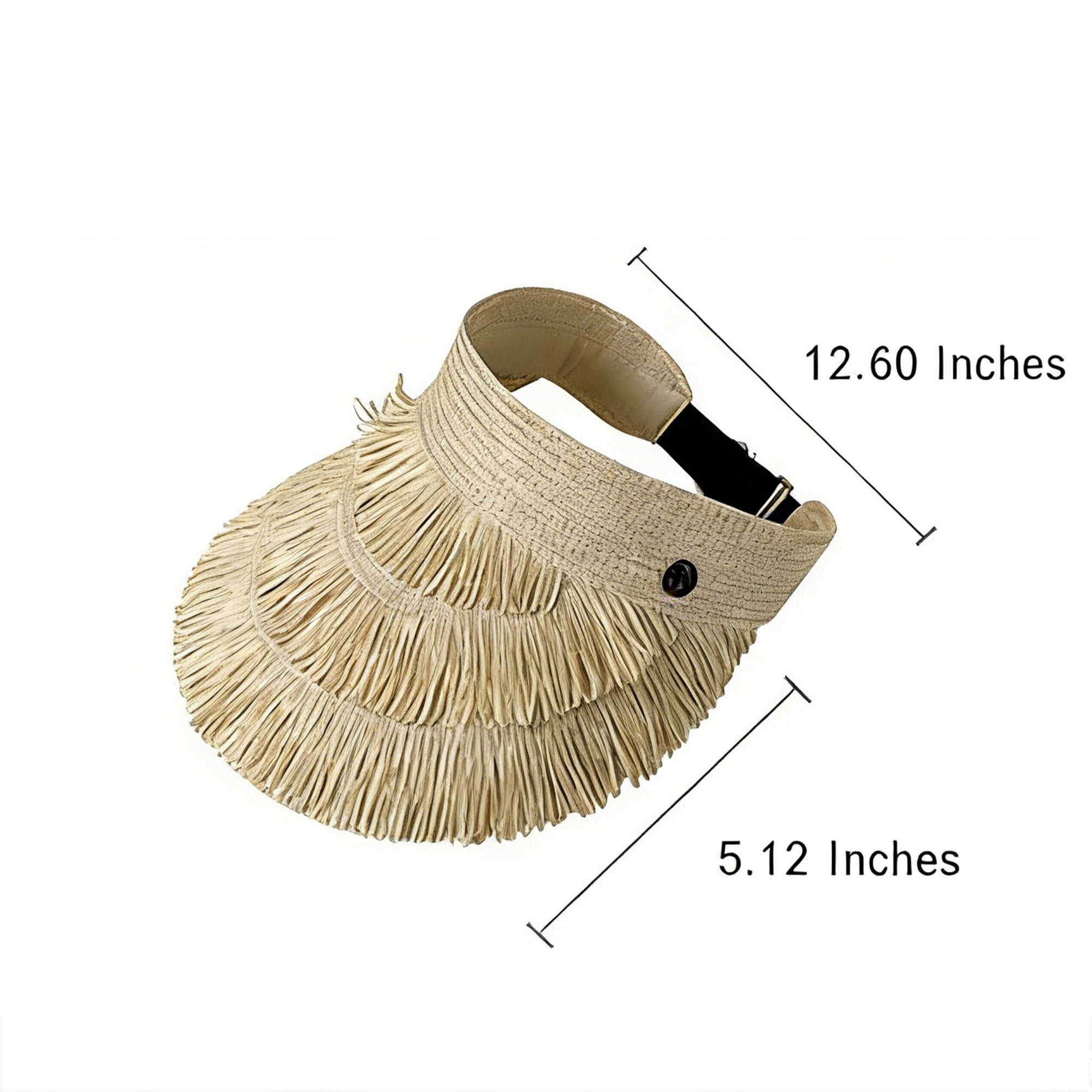 Anna-Kaci Womens Wide Brim Straw Fringe Sun Visor with Adjustable Elastic Back