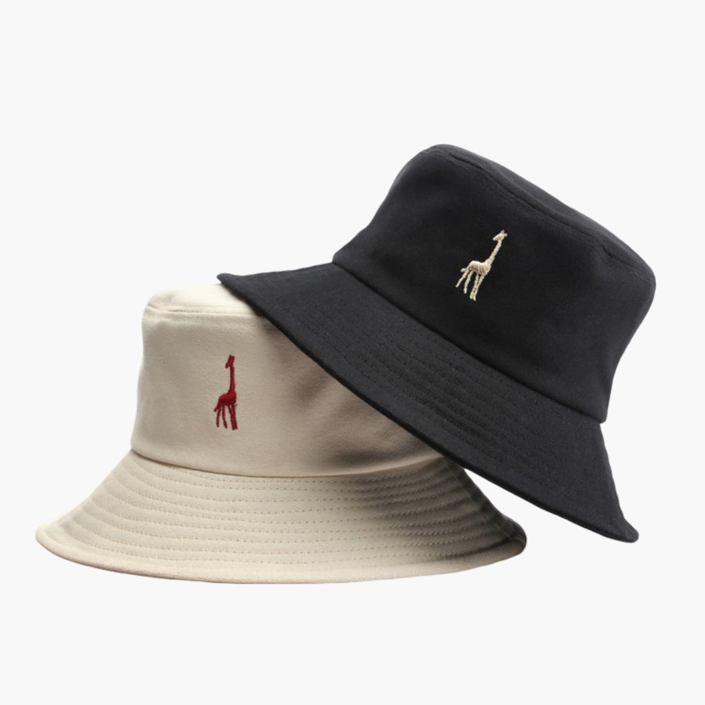 Anna-Kaci Cotton Bucket Hat with Embroidered Giraffe Casual Sun Hat