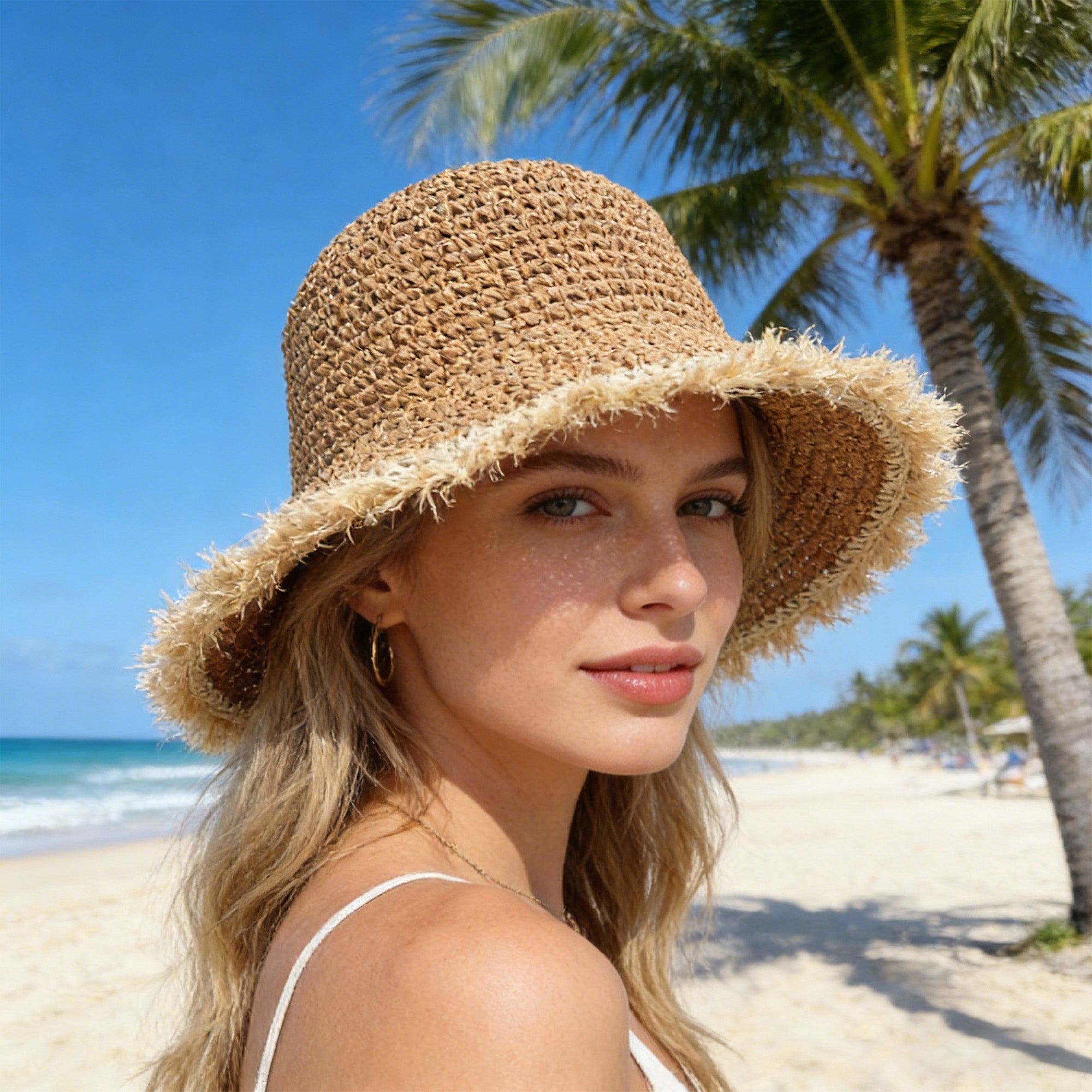 Anna-Kaci Womens Packable Straw Sun Hat Breathable Summer Beach Travel Hat