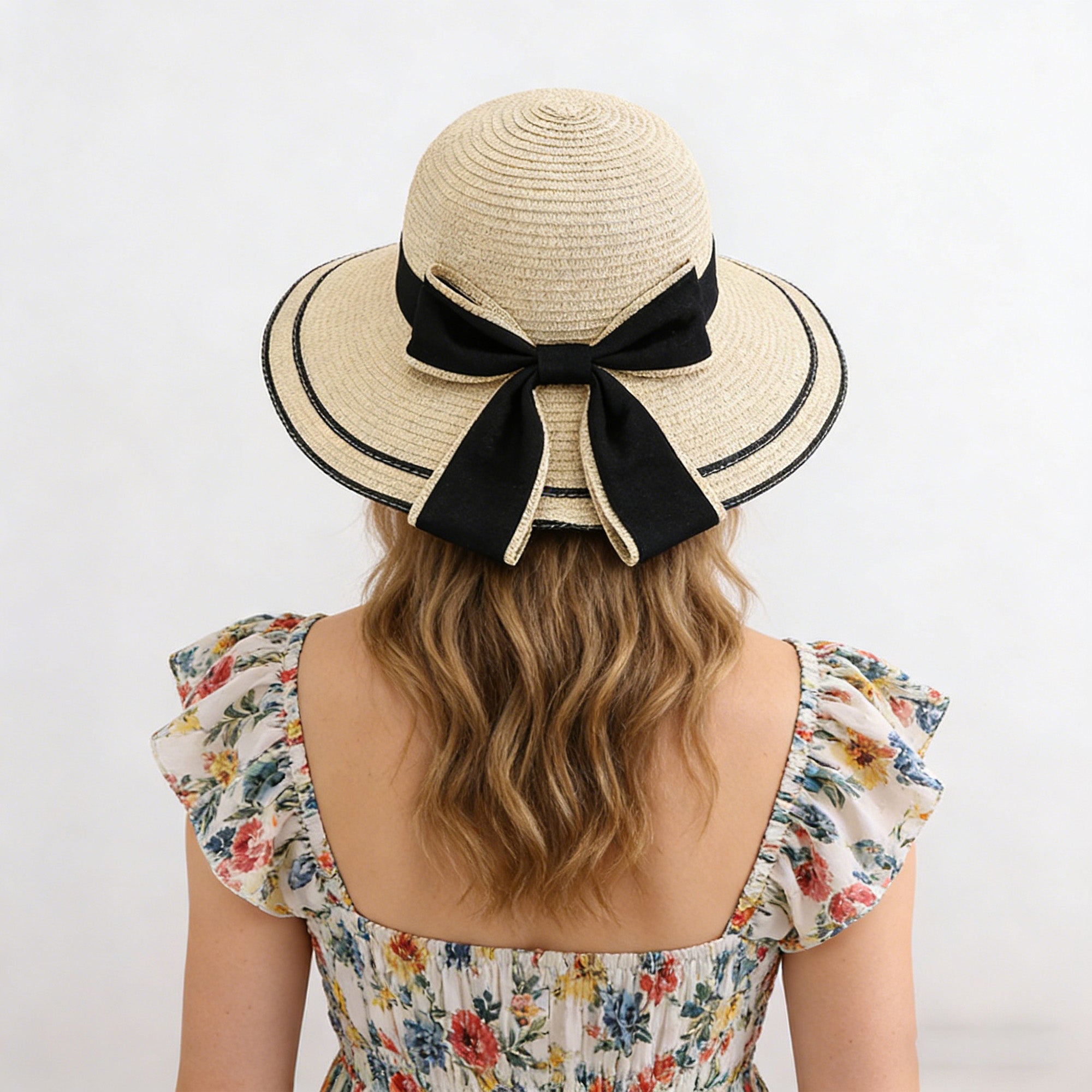 Anna-Kaci Womens Straw Sun Hat with Bow Detail Lightweight Breathable Summer Beach Hat