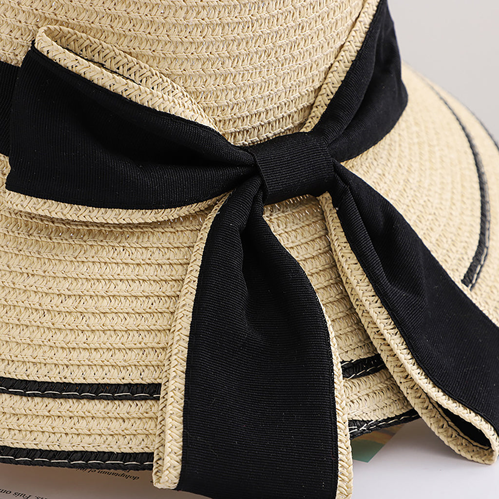 Anna-Kaci Womens Straw Sun Hat with Bow Detail Lightweight Breathable Summer Beach Hat