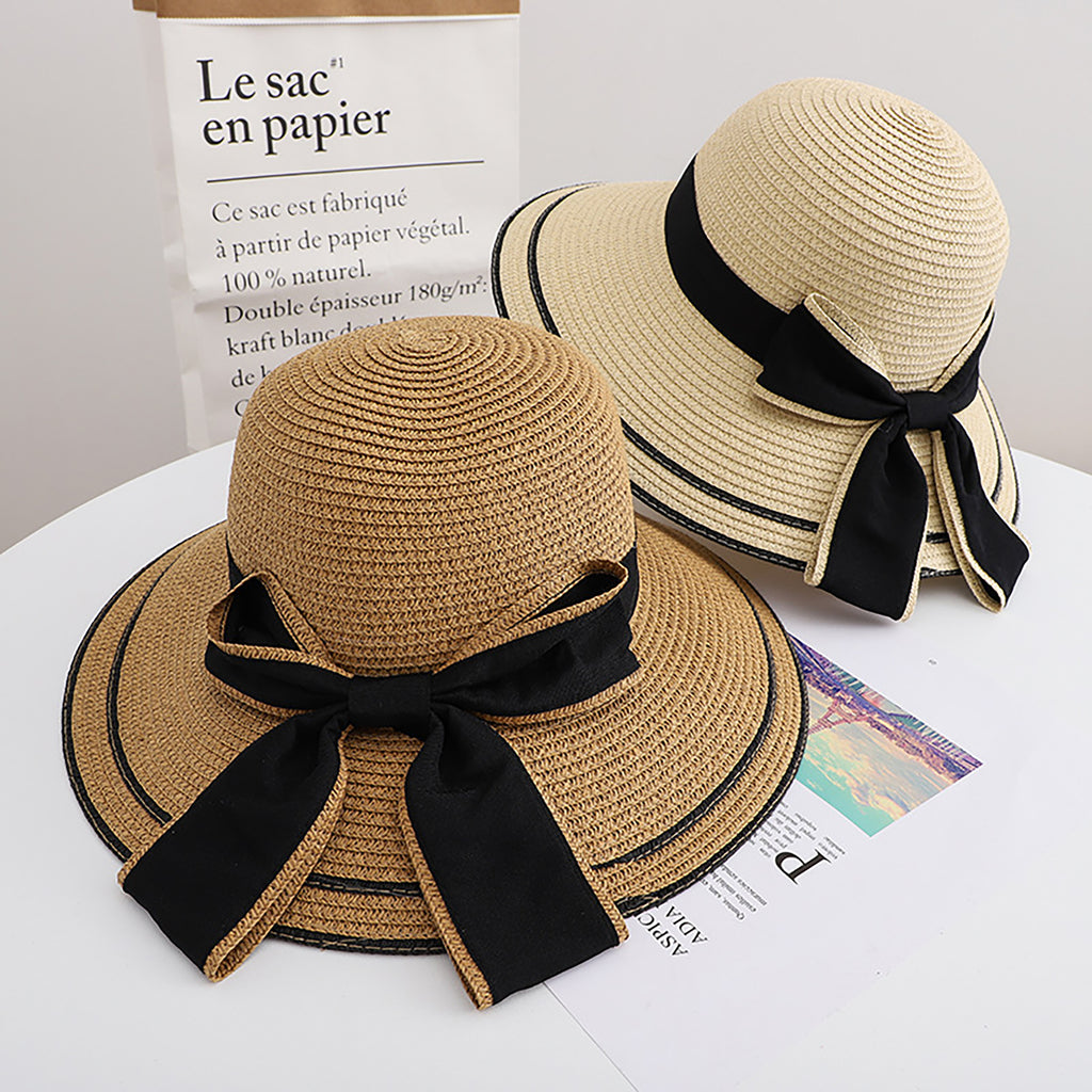 Anna-Kaci Womens Straw Sun Hat with Bow Detail Lightweight Breathable Summer Beach Hat