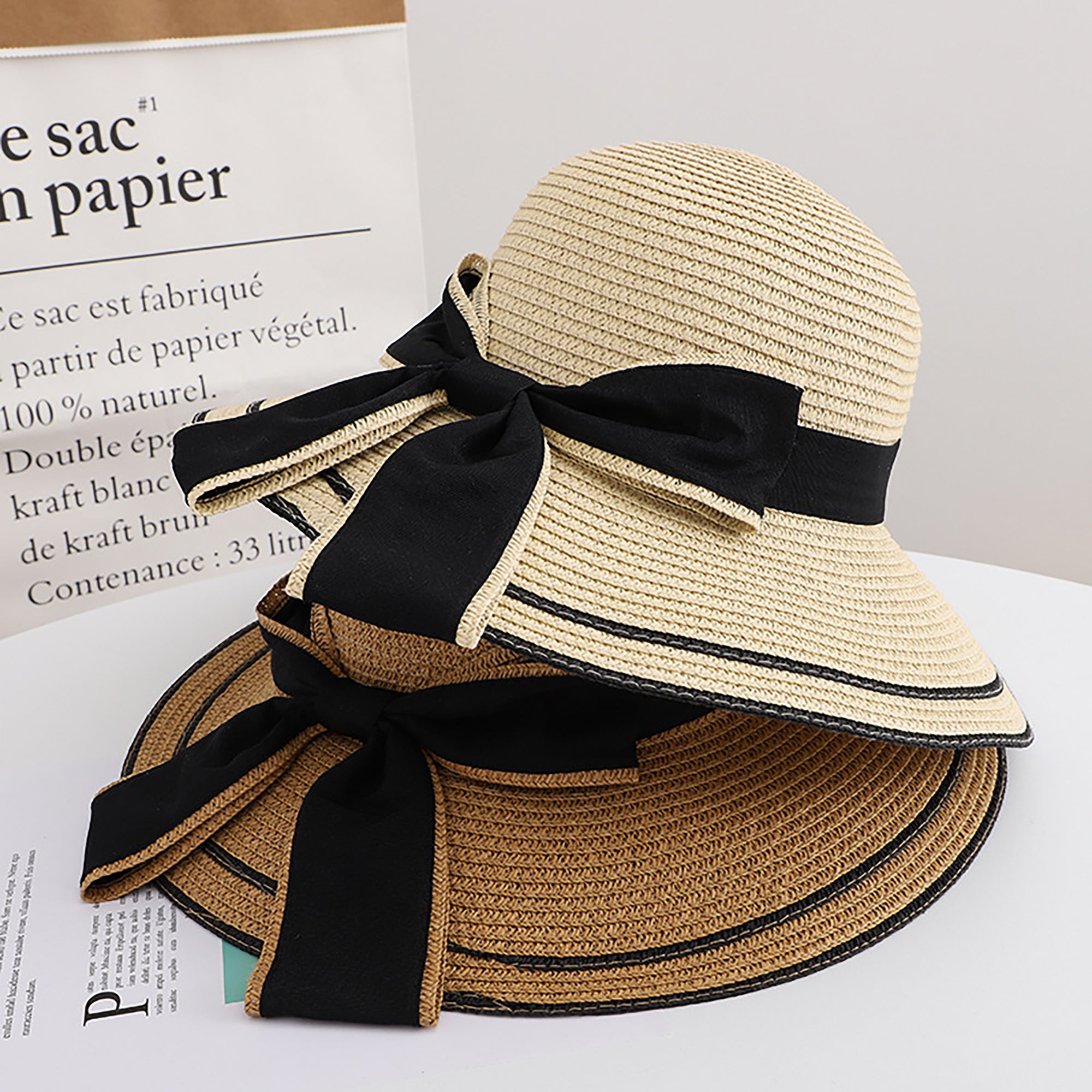 Anna-Kaci Womens Straw Sun Hat with Bow Detail Lightweight Breathable Summer Beach Hat