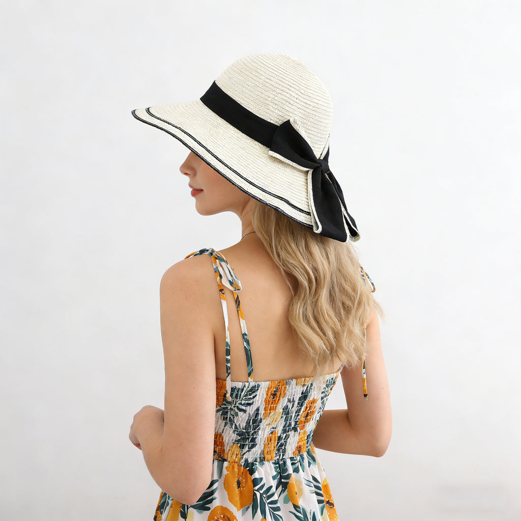 Anna-Kaci Womens Straw Sun Hat with Bow Detail Lightweight Breathable Summer Beach Hat