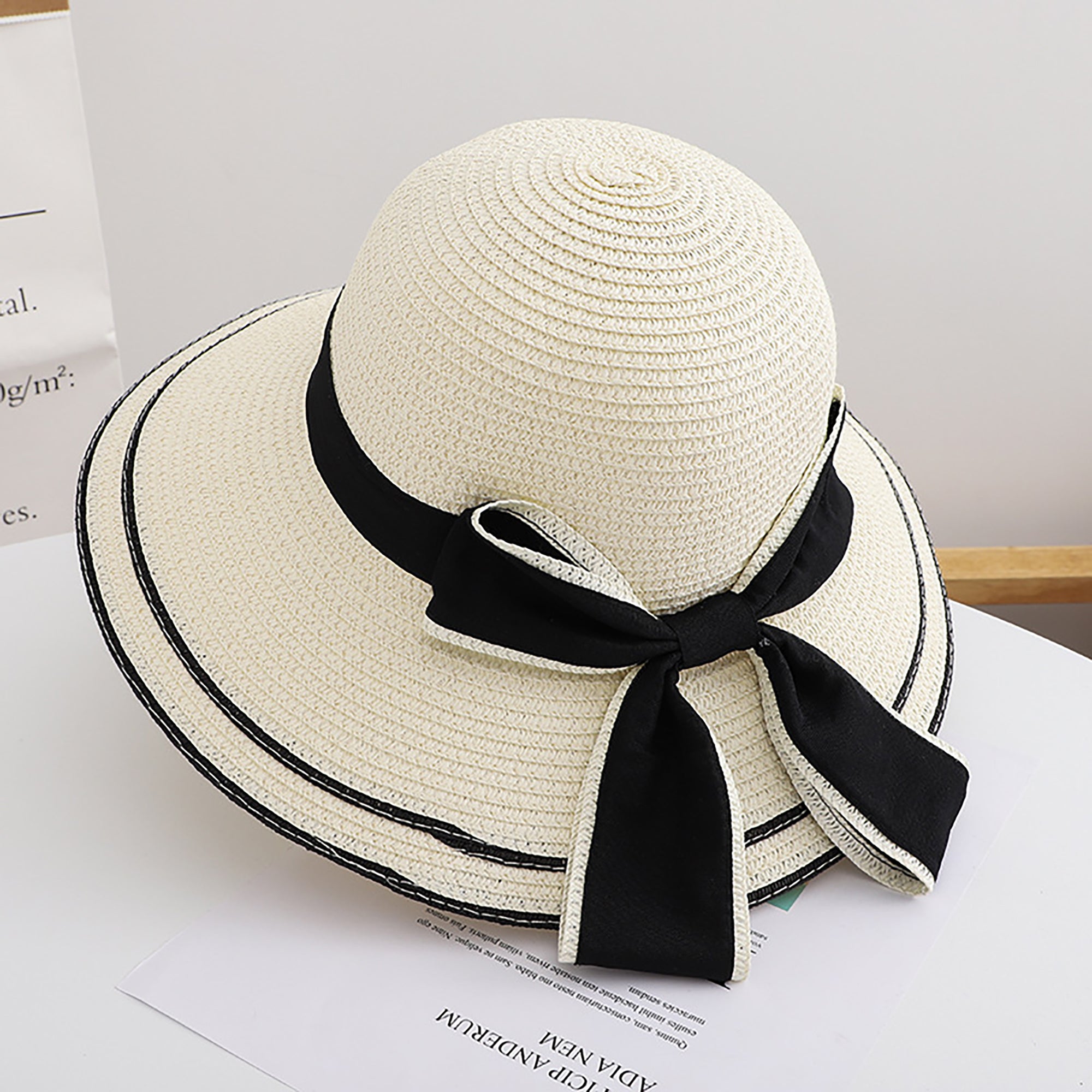 Anna-Kaci Womens Straw Sun Hat with Bow Detail Lightweight Breathable Summer Beach Hat