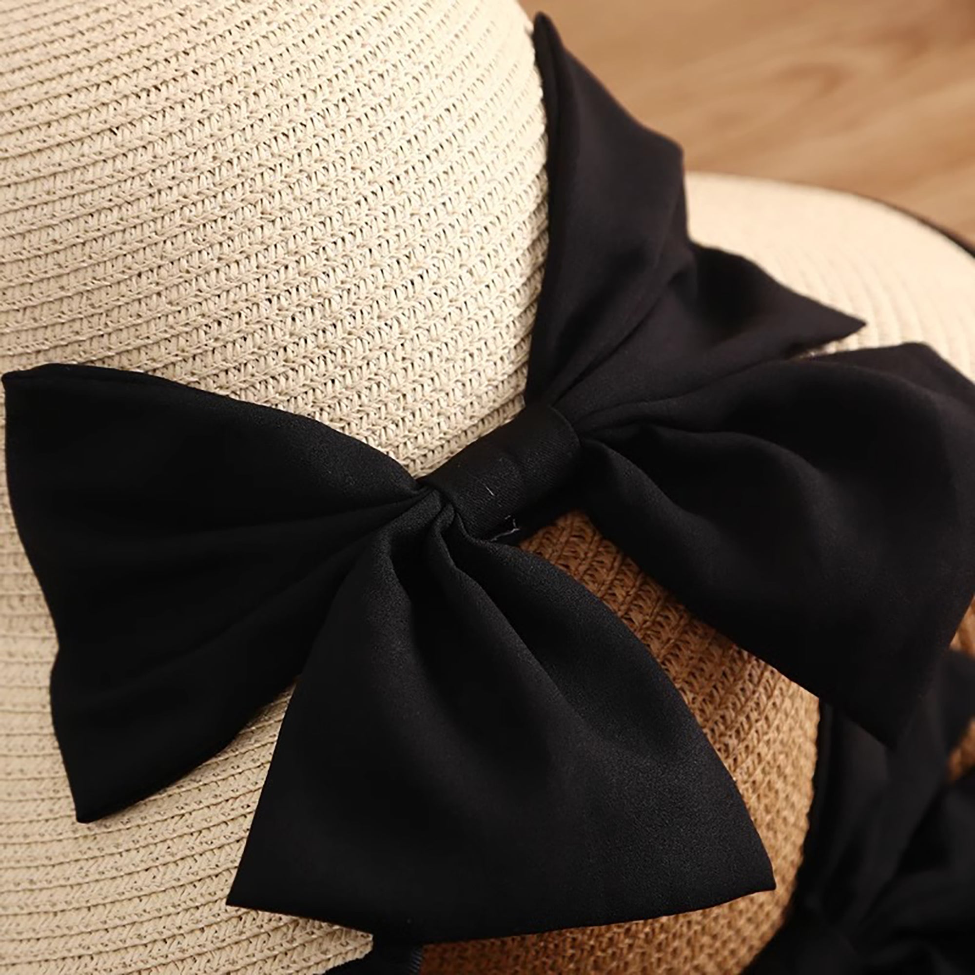 Anna-Kaci Women Wide Brim Straw Sun Hat with Bow Detail Summer Protection