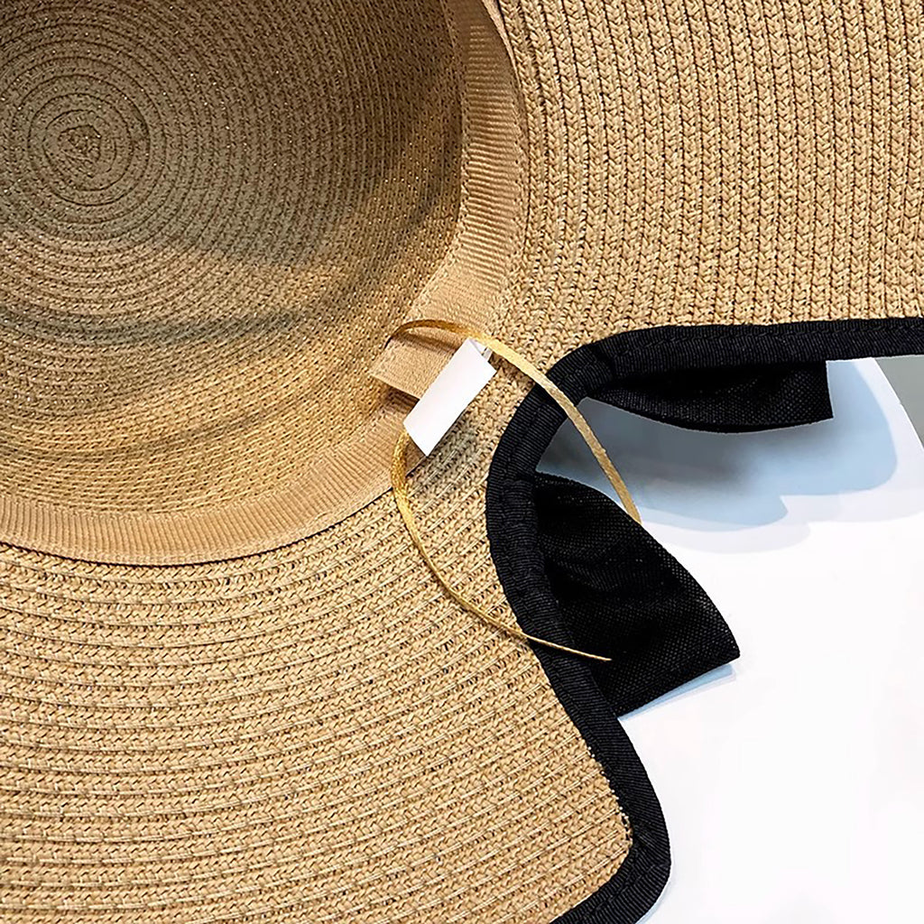 Anna-Kaci Women Wide Brim Straw Sun Hat with Bow Detail Summer Protection