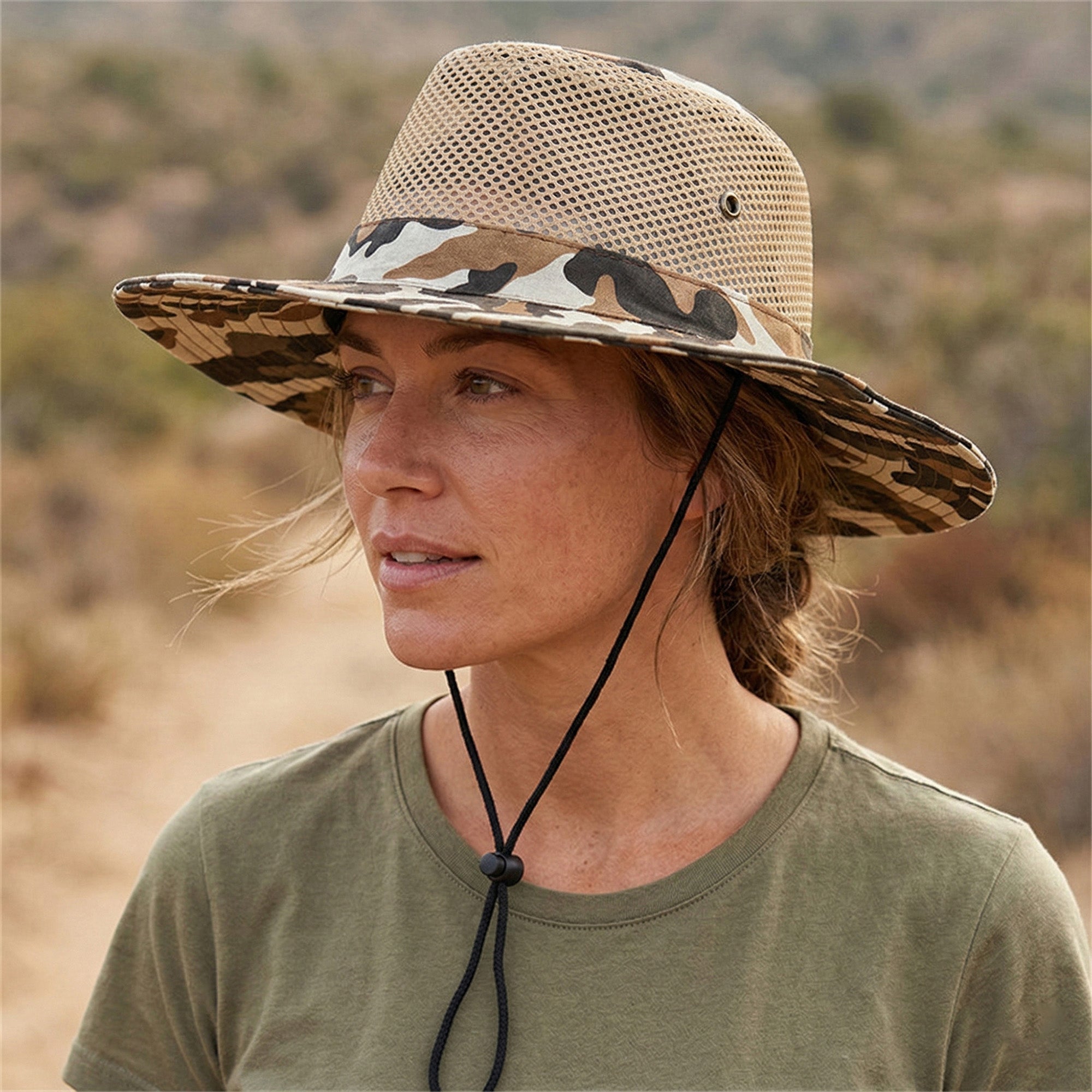 Anna-Kaci Wide Brim Mesh Sun Hat Lightweight Breathable Outdoor Fishing Hiking Safari Hat