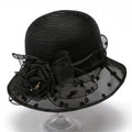 Anna-Kaci Womens Straw Sun Hat Polka Dot Bow Flower Dressy Summer Hat