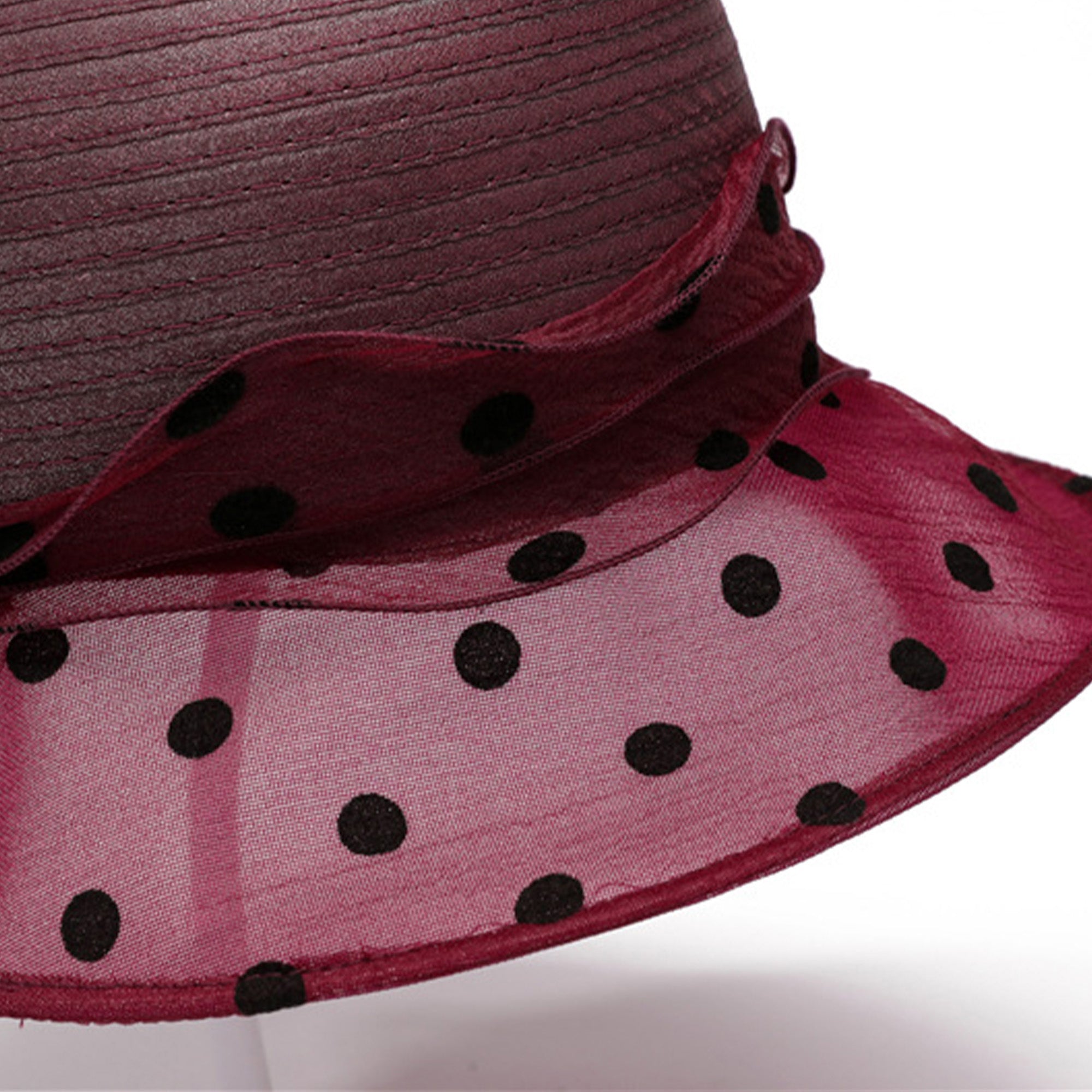 Anna-Kaci Womens Straw Sun Hat Polka Dot Bow Flower Dressy Summer Hat
