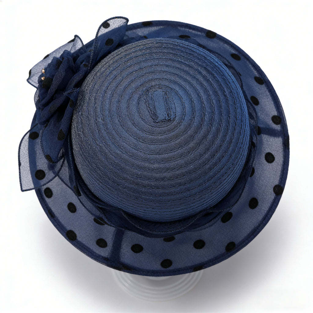 Anna-Kaci Womens Straw Sun Hat Polka Dot Bow Flower Dressy Summer Hat