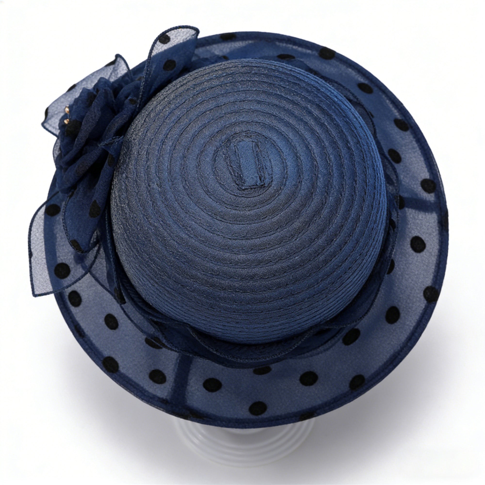 Anna-Kaci Womens Straw Sun Hat Polka Dot Bow Flower Dressy Summer Hat