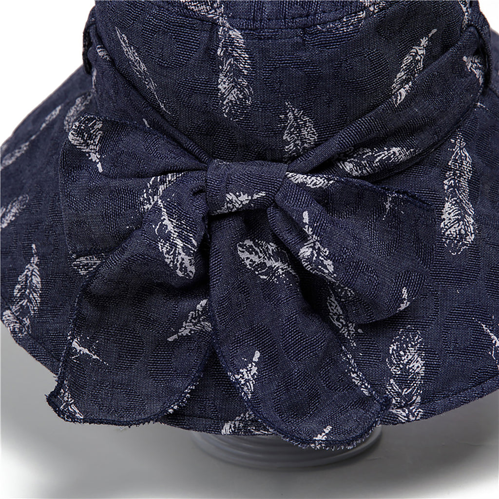 Anna-Kaci Womens Wide Brim Feather Print Sun Hat Summer Outdoor Travel Hat