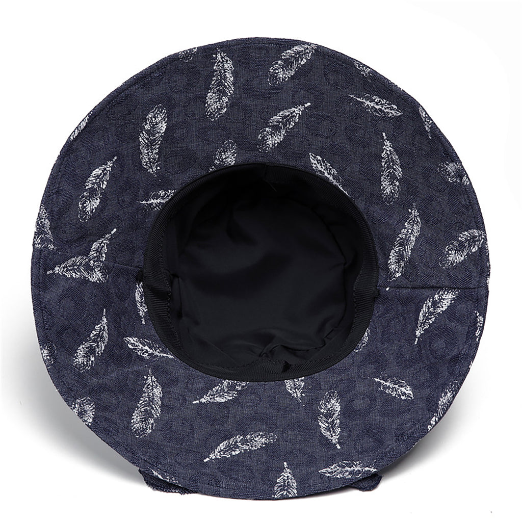 Anna-Kaci Womens Wide Brim Feather Print Sun Hat Summer Outdoor Travel Hat