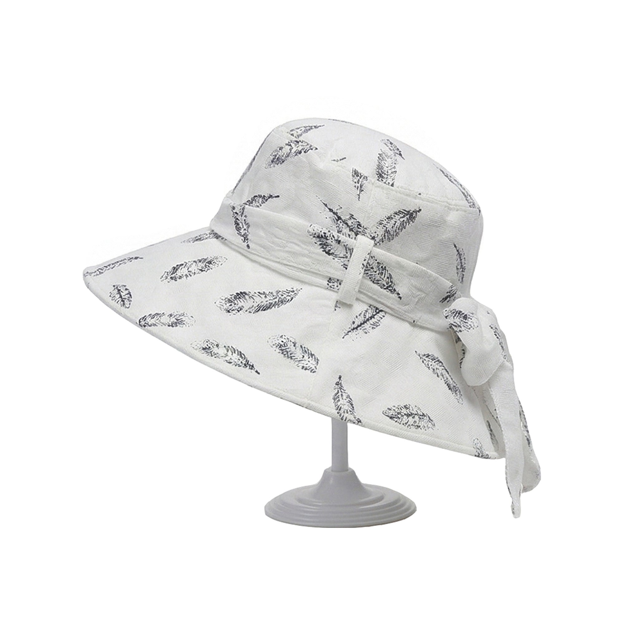 Anna-Kaci Womens Wide Brim Feather Print Sun Hat Summer Outdoor Travel Hat