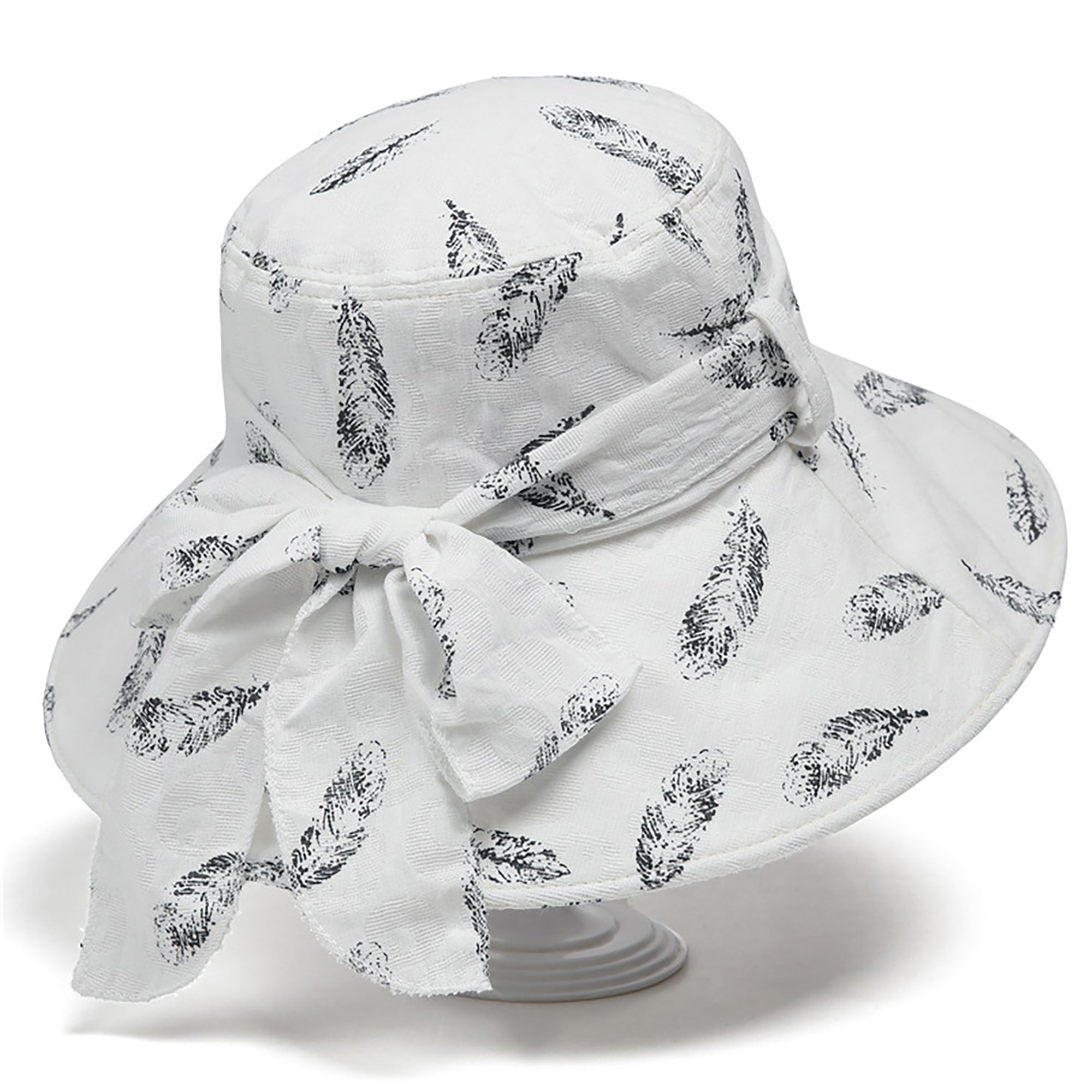 Anna-Kaci Womens Wide Brim Feather Print Sun Hat Summer Outdoor Travel Hat