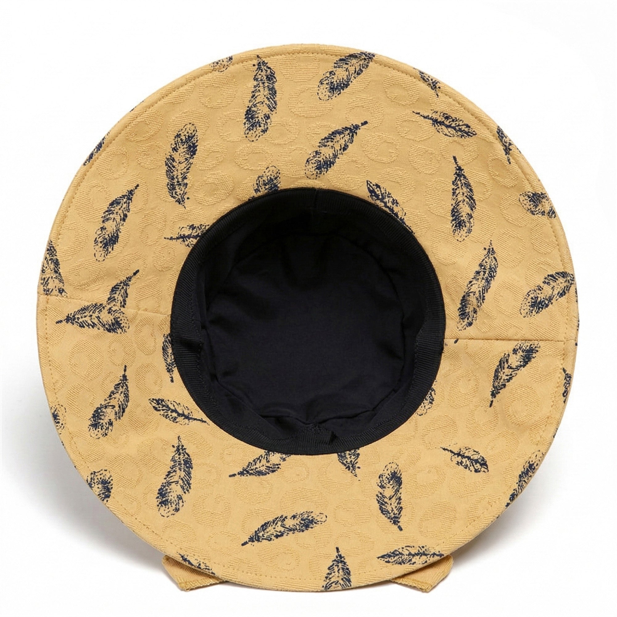 Anna-Kaci Womens Wide Brim Feather Print Sun Hat Summer Outdoor Travel Hat