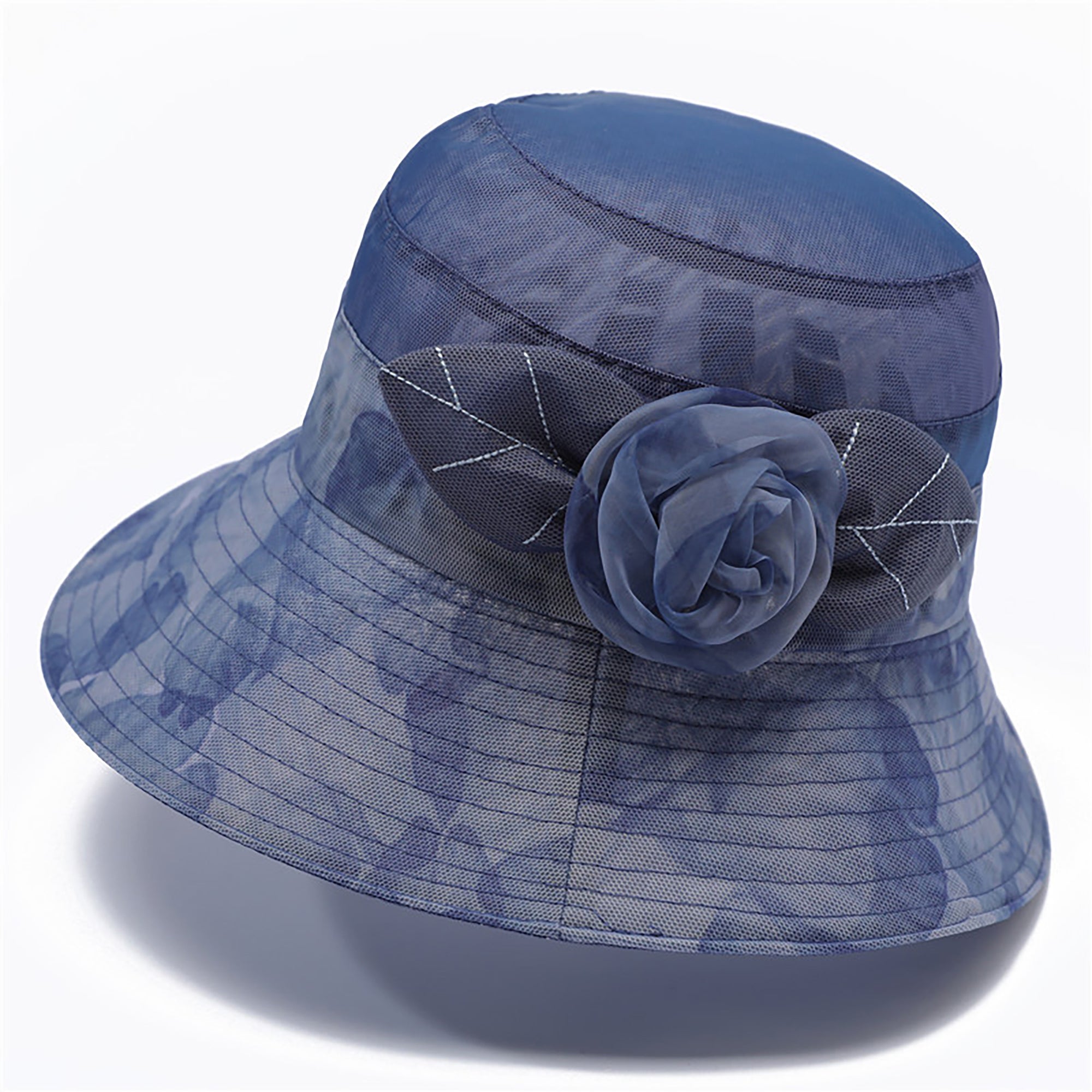 Anna-Kaci Womens Wide Brim Floral Mesh Sun Hat Elegant Summer Dressy Garden Party Hat