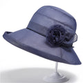Anna-Kaci Womens Wide Brim Mesh Sun Hat Elegant Flower Accent Summer Garden Party Hat