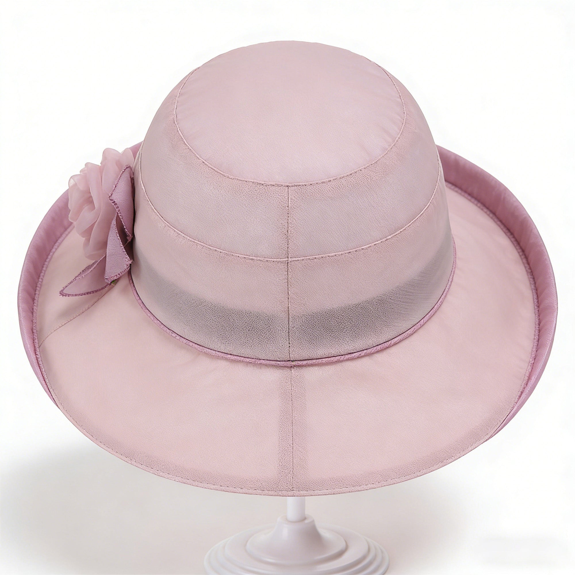 Anna-Kaci Womens Wide Brim Mesh Sun Hat Elegant Flower Accent Summer Garden Party Hat