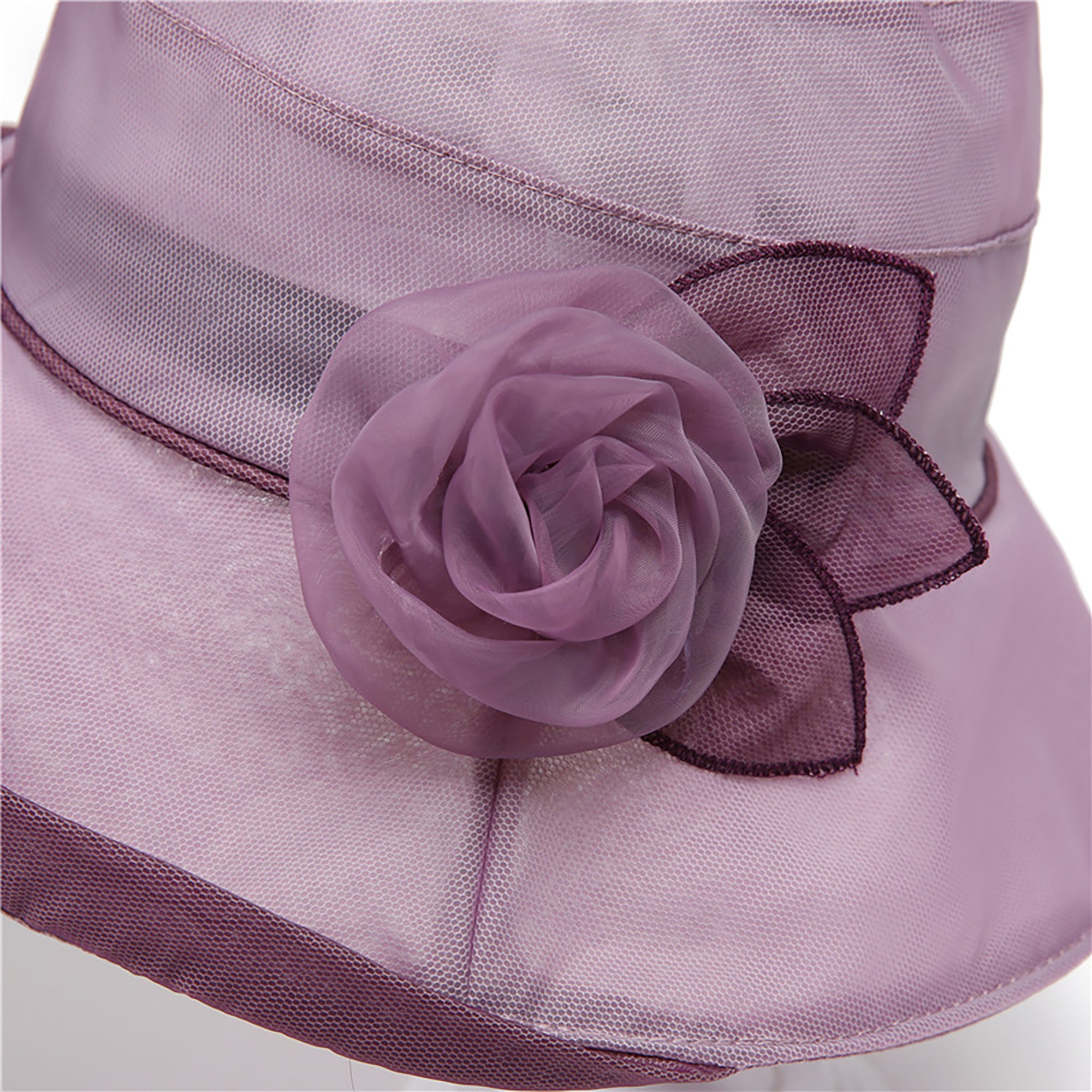 Anna-Kaci Womens Wide Brim Mesh Sun Hat Elegant Flower Accent Summer Garden Party Hat