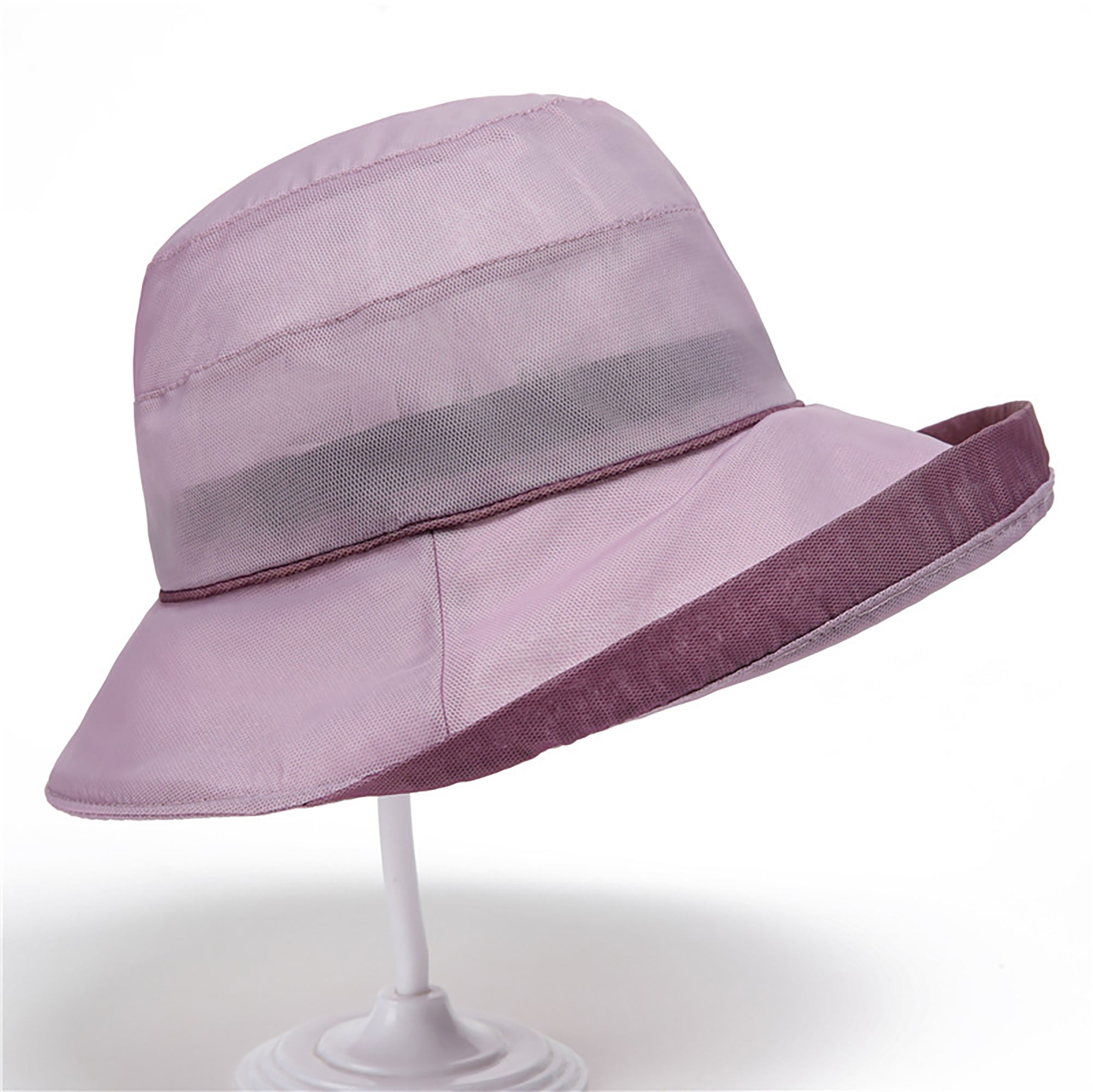 Anna-Kaci Womens Wide Brim Mesh Sun Hat Elegant Flower Accent Summer Garden Party Hat