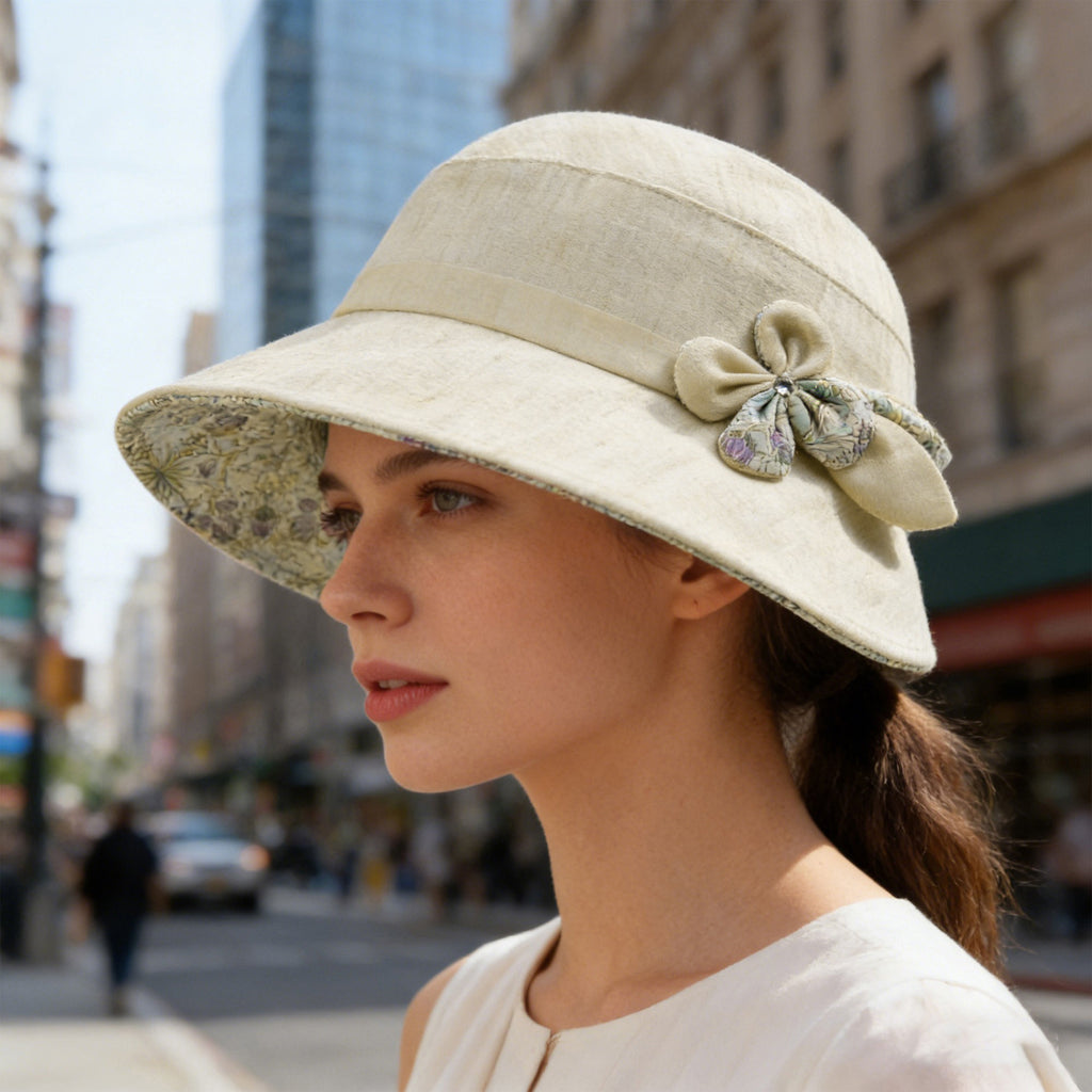 Anna-Kaci Womens Wide Brim Summer Sun Hat Lightweight Linen Style Bucket Hat
