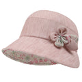 Beige women's sun hat with floral and linen