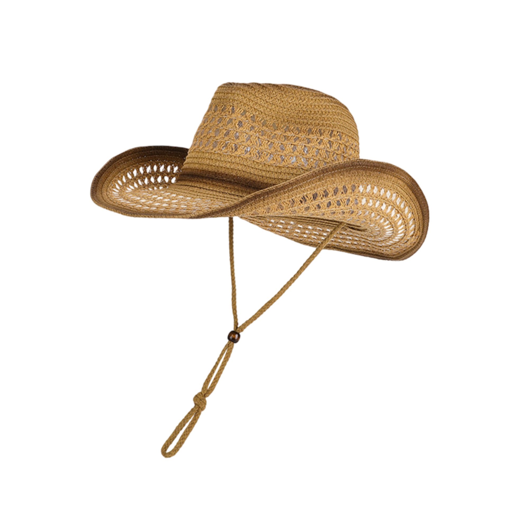Anna-Kaci Women's Wide Brim Straw Sun Hat with Adjustable Chin Strap Woven Cowboy Style Summer Beach Sun Hat