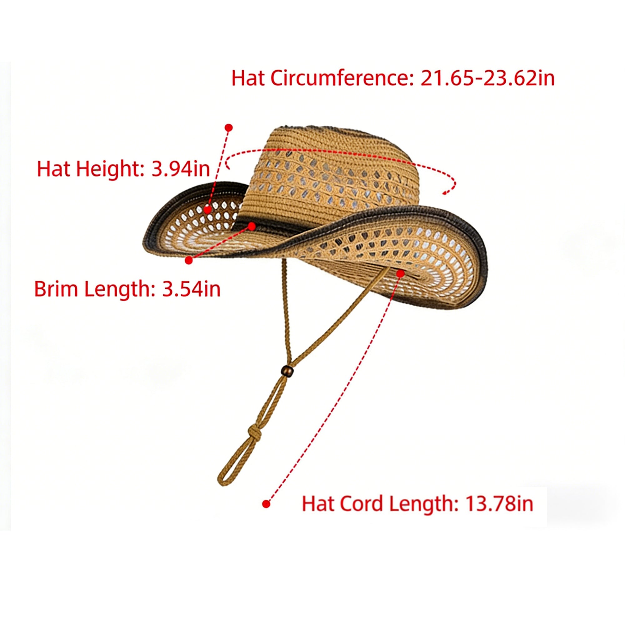 Anna-Kaci Women's Wide Brim Straw Sun Hat with Adjustable Chin Strap Woven Cowboy Style Summer Beach Sun Hat