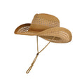 Anna-Kaci Women's Wide Brim Straw Sun Hat with Adjustable Chin Strap Woven Cowboy Style Summer Beach Sun Hat