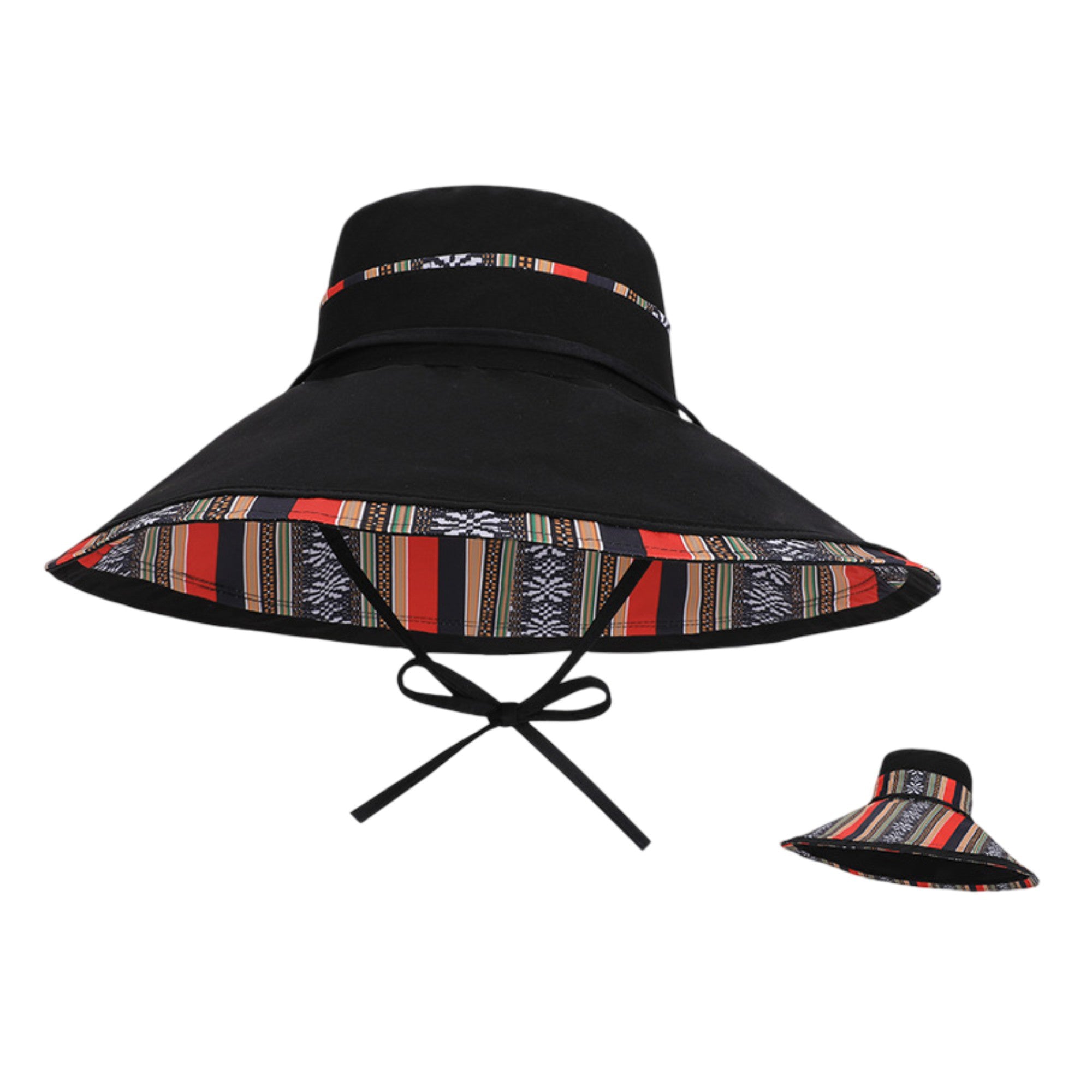 Anna-Kaci Women's Reversible Wide Brim Sun Hat with Chin Tie Large Floppy Brim Packable Summer Beach Hat