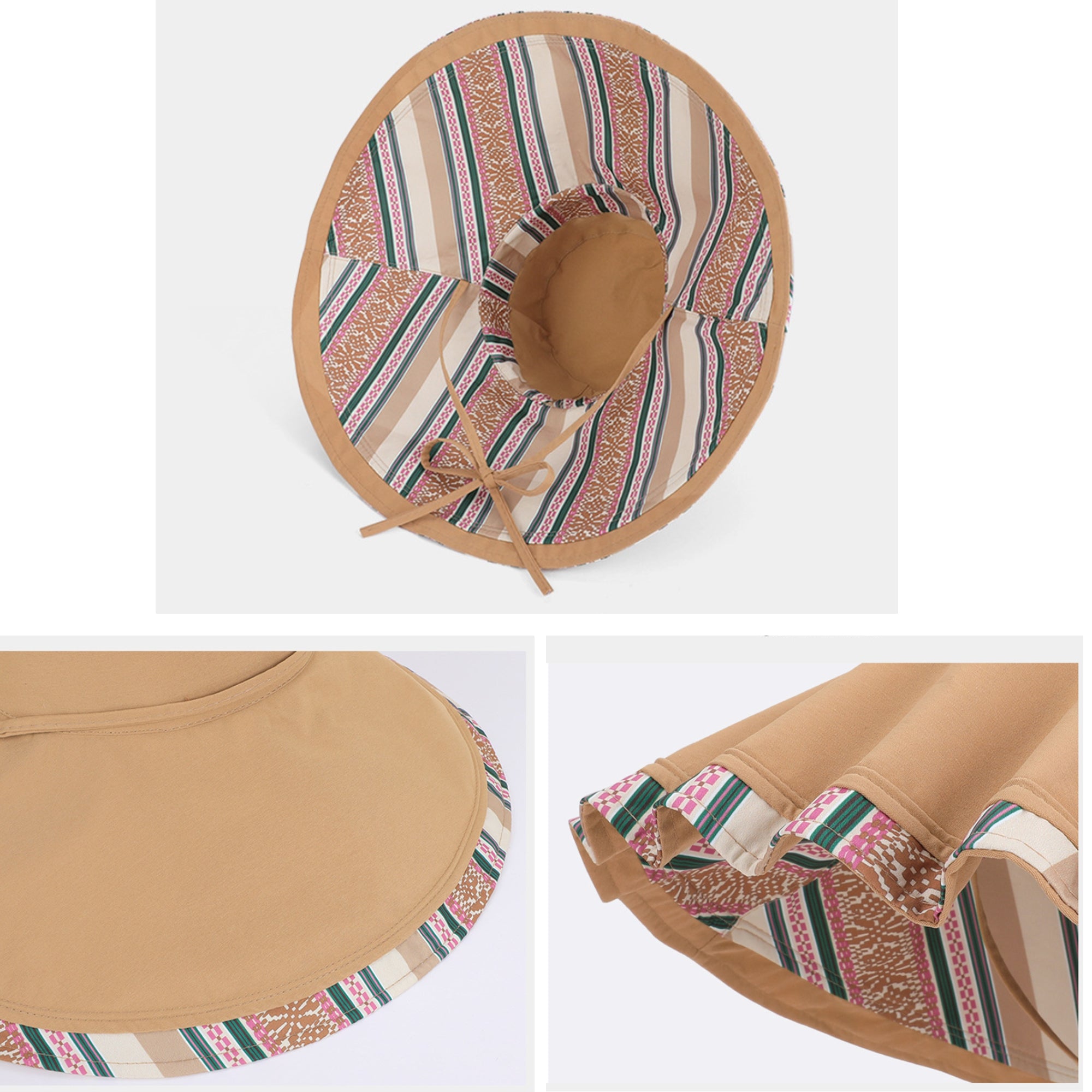 Anna-Kaci Women's Reversible Wide Brim Sun Hat with Chin Tie Large Floppy Brim Packable Summer Beach Hat