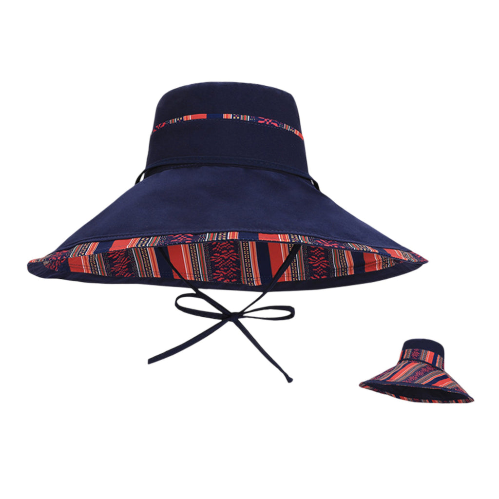 Anna-Kaci Women's Reversible Wide Brim Sun Hat with Chin Tie Large Floppy Brim Packable Summer Beach Hat