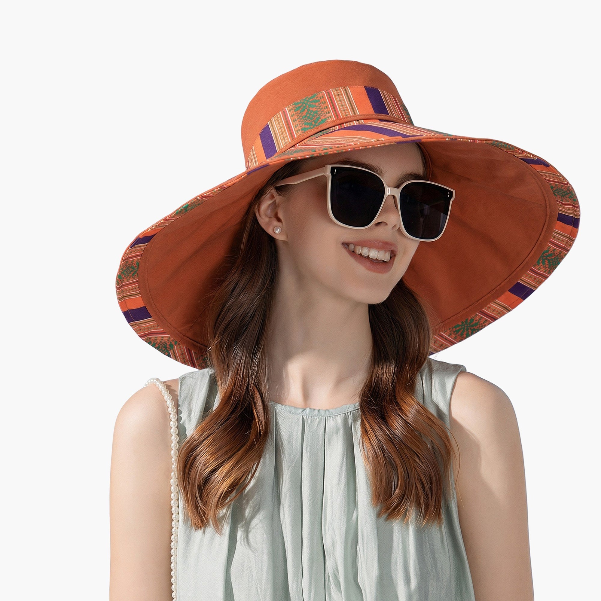 Anna-Kaci Women's Reversible Wide Brim Sun Hat with Chin Tie Large Floppy Brim Packable Summer Beach Hat