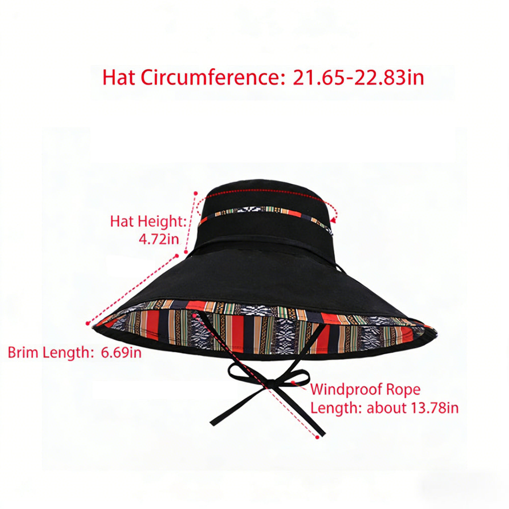 Anna-Kaci Women's Reversible Wide Brim Sun Hat with Chin Tie Large Floppy Brim Packable Summer Beach Hat