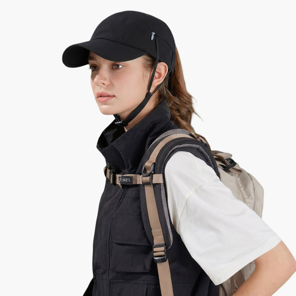 Anna-Kaci Women's Outdoor Baseball Cap with Hidden Chin Strap Breathable Sports Hiking Sun Hat Adjustable Fit