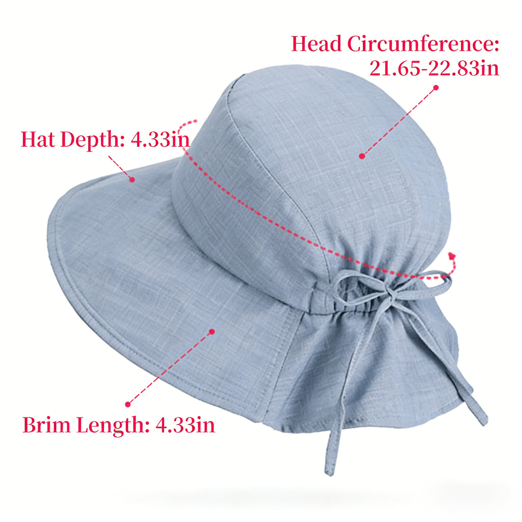 Anna-Kaci Women's Wide Brim Sun Hat with Back Bow Adjustable Cotton Bucket Hat Summer Beach Sun Hat