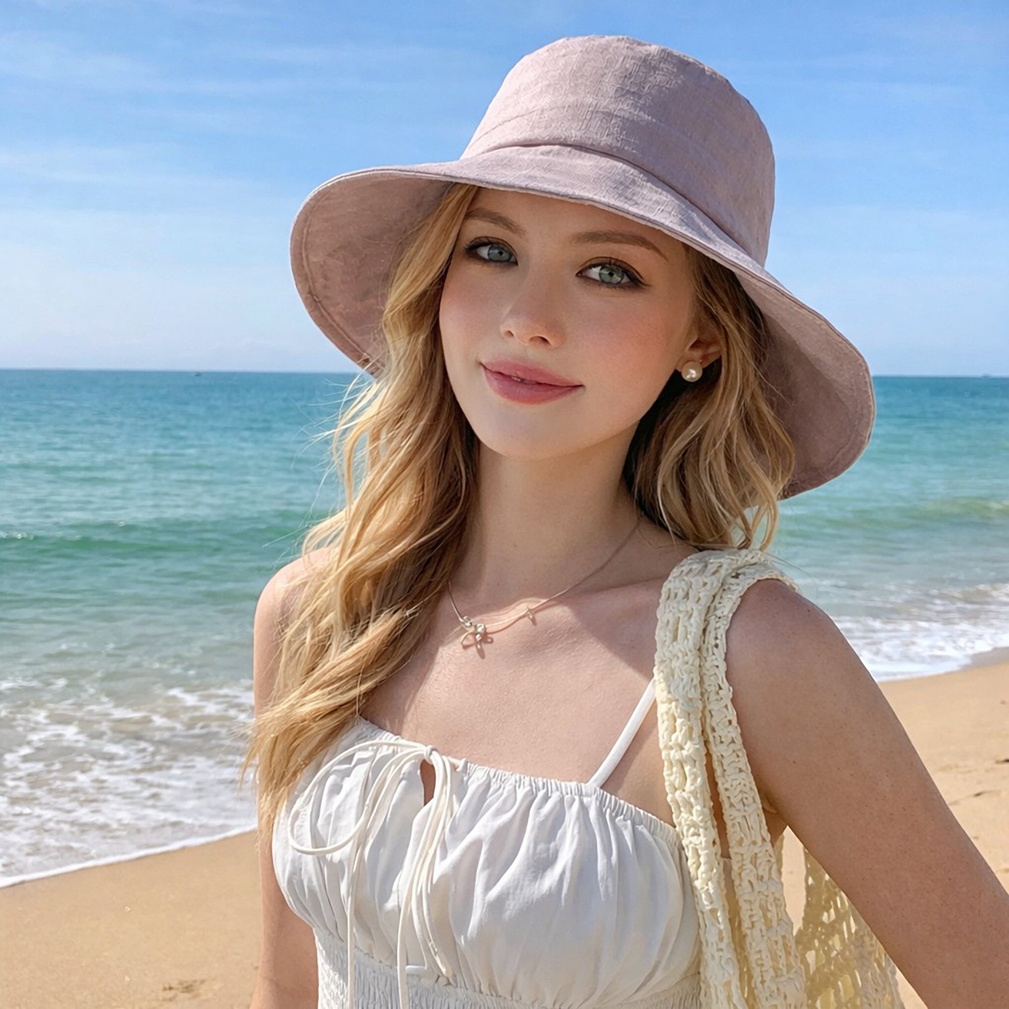 Anna-Kaci Women's Wide Brim Sun Hat with Back Bow Adjustable Cotton Bucket Hat Summer Beach Sun Hat