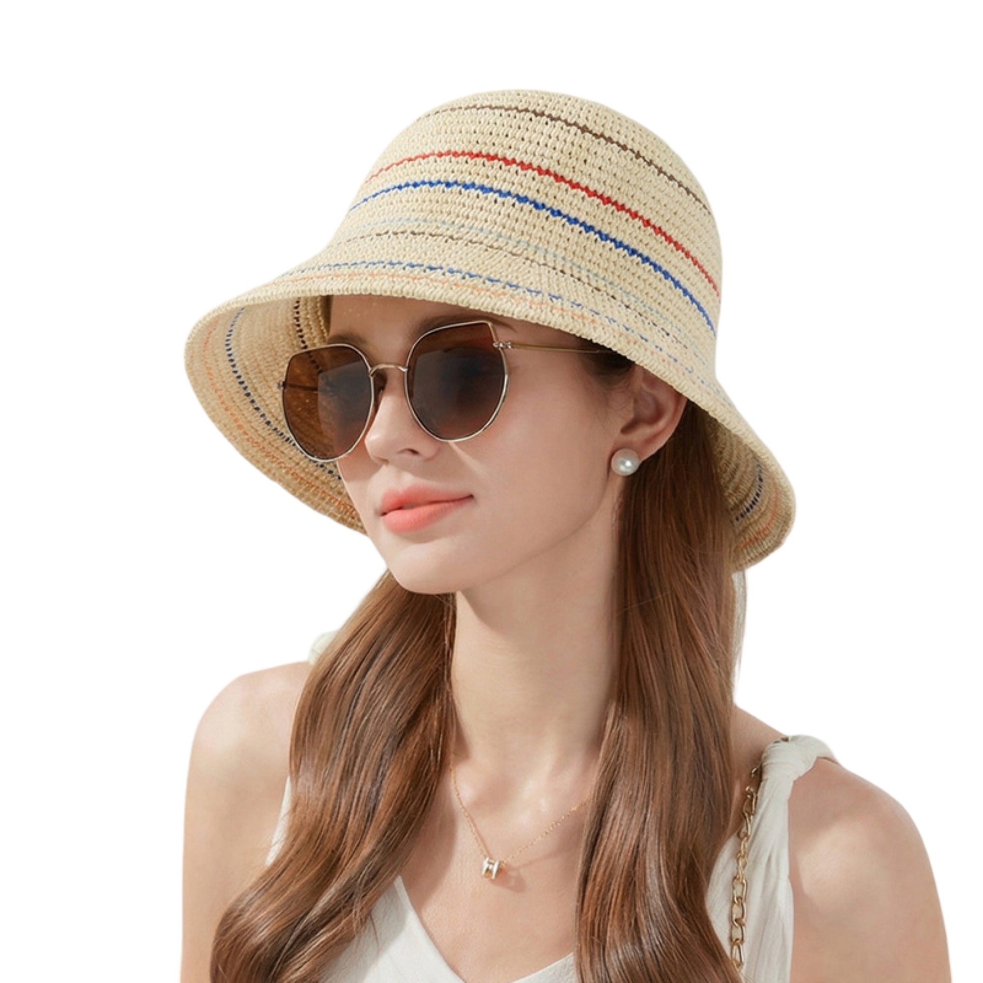 Anna-Kaci Womens Straw Bucket Hat Breathable Woven Sun Hat Lightweight Packable Summer Beach Hat
