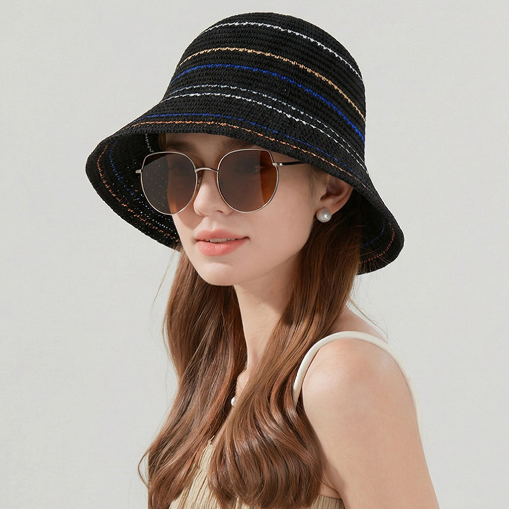 Anna-Kaci Womens Straw Bucket Hat Breathable Woven Sun Hat Lightweight Packable Summer Beach Hat